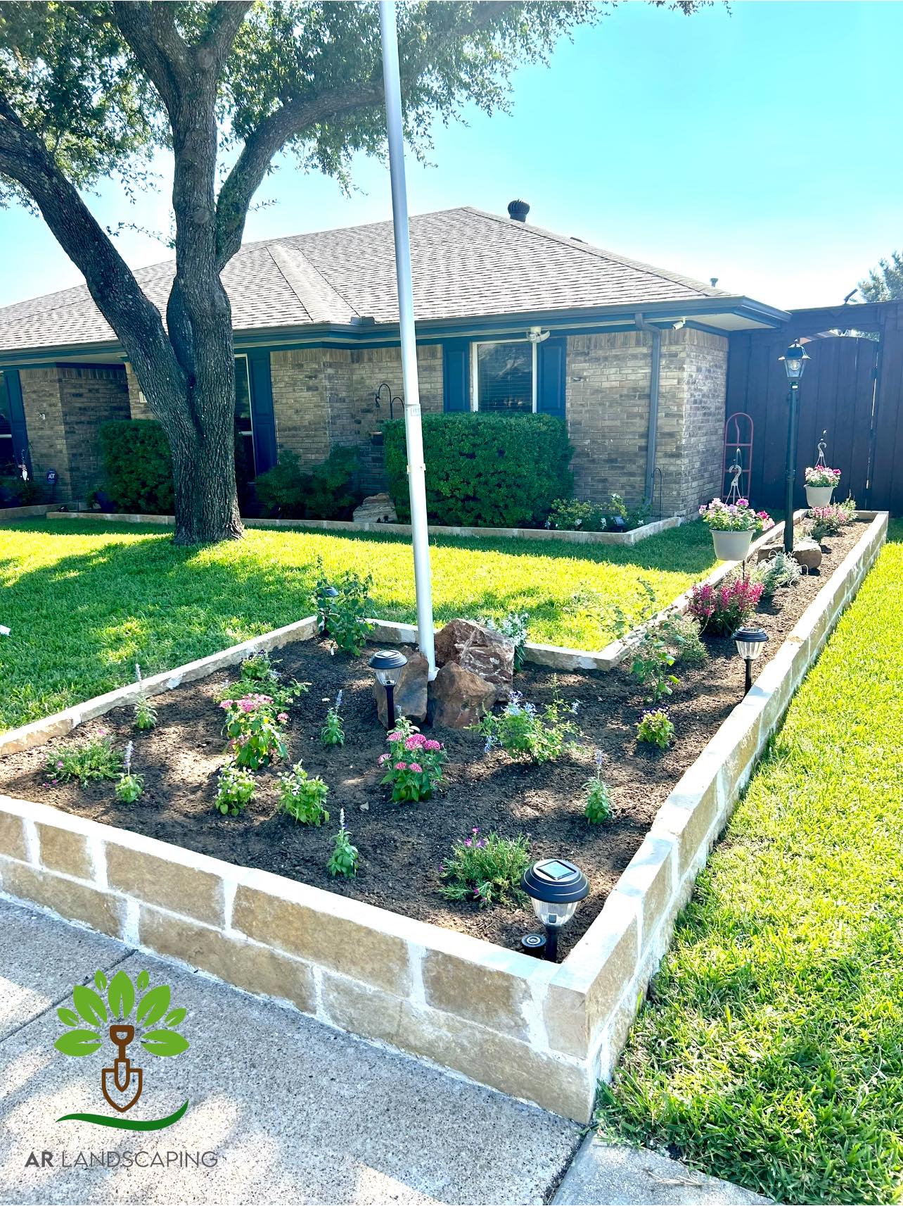 Stone border with flowers