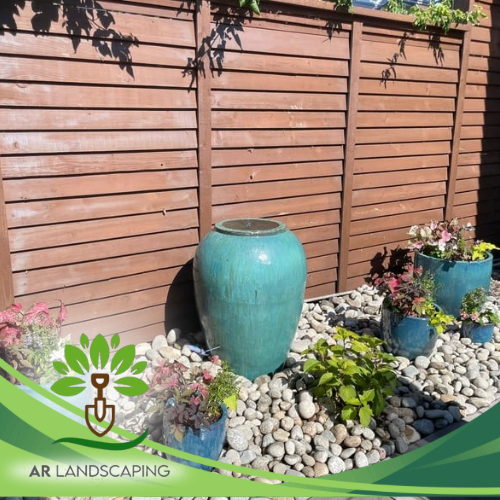 Water feature with decorative pots